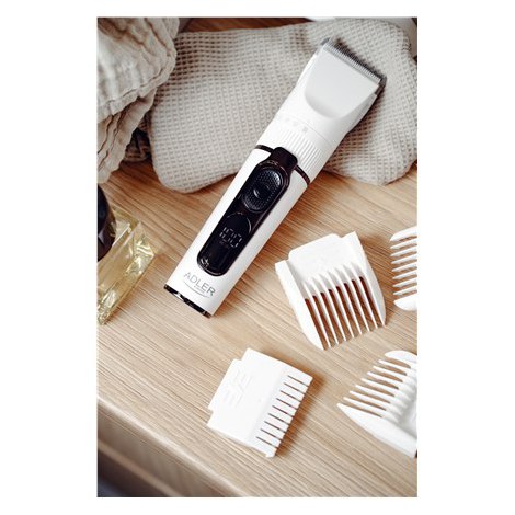 Adler | Hair Clipper with LCD Display | AD 2839 | Cordless | Number of length steps 6 | White/Black - 12